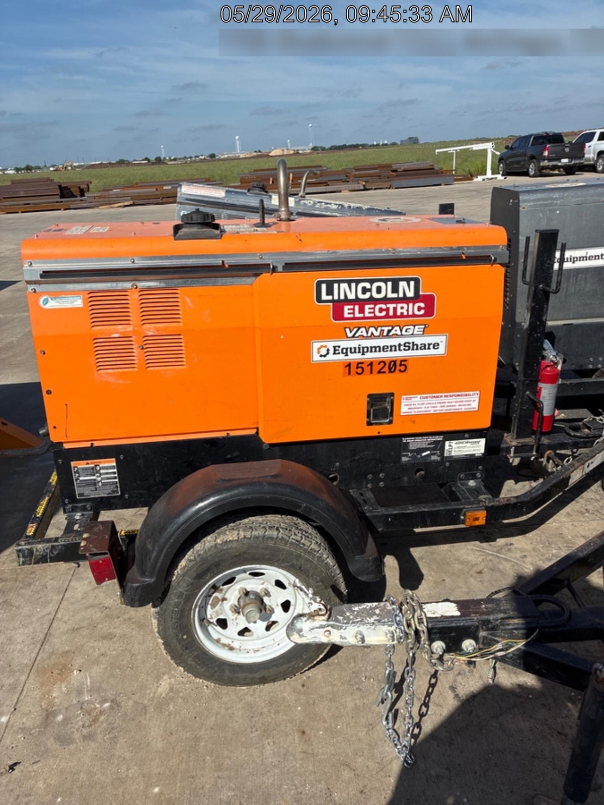 2021 Lincoln Electric Vantage 322 Vantage 322 Ready Pak 3 w/ Telematics & Decals, ORANGE (includes trailer, cable rack, fender light kit)