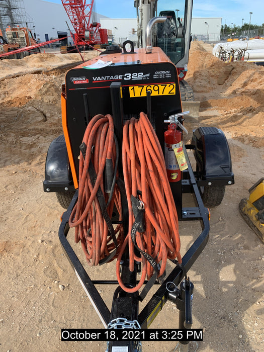 2021 Lincoln Electric Vantage 322 Vantage 322 Ready Pak 3 w/ Decals, ORANGE (includes trailer, cable rack, fender light kit) NO Telematics