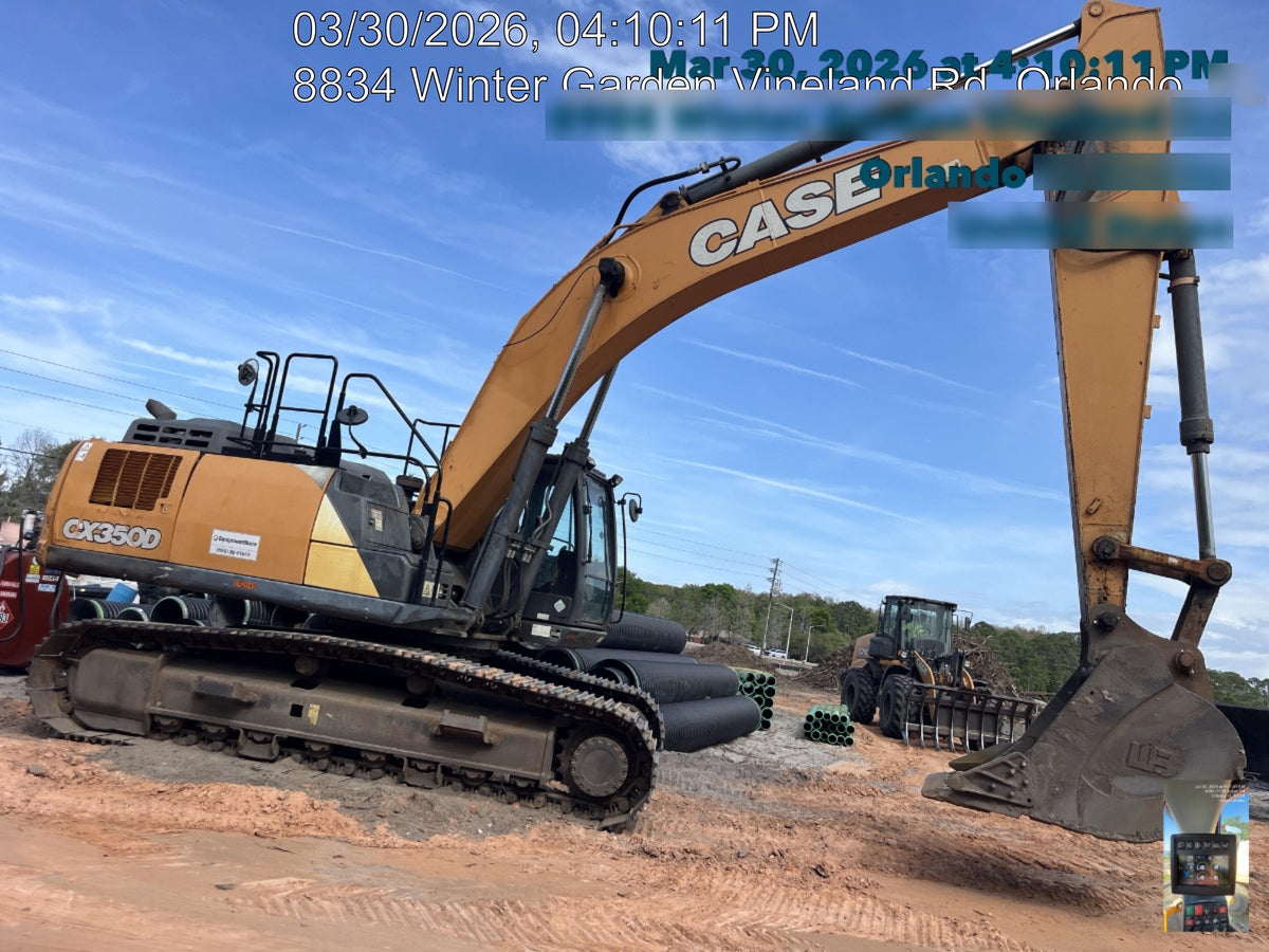 2017 Case CX350D CAB A/C, 13'-3" ARM, STEEL TRACKS