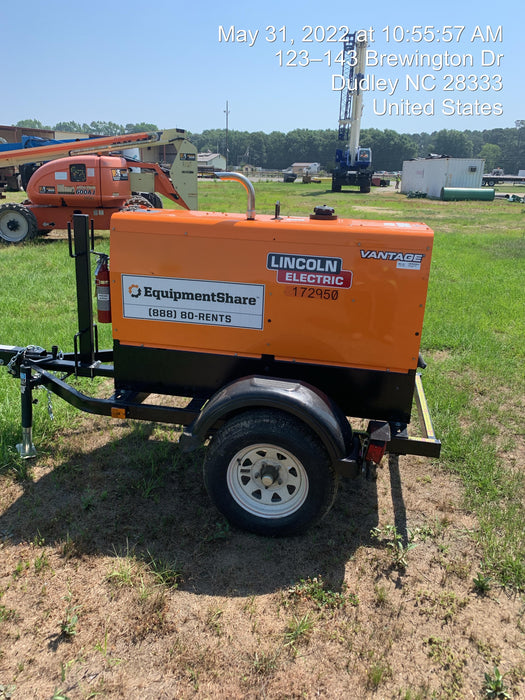 2021 Lincoln Electric Vantage 322 Vantage 322 Ready Pak 3 w/ Decals, ORANGE (includes trailer, cable rack, fender light kit) NO Telematics