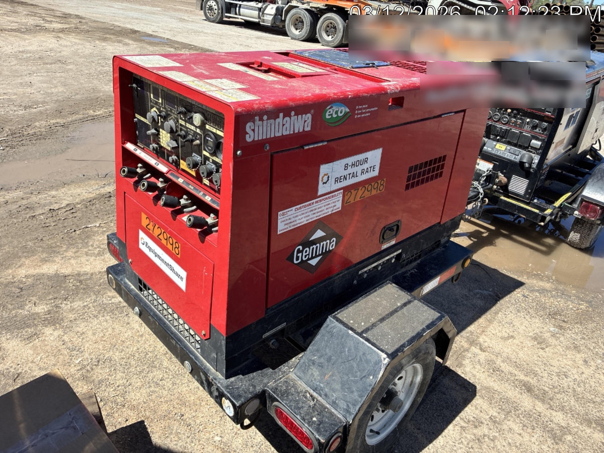 2022 Shindaiwa DGW400MDL Kubota D902 Engine, 23 HP, Dual Op Welder, Wire, Arc, Droop Stick, Tig, and CC Stick Functionality, Simulphase, 3 Phase and 1 Phase Gen Output, Single Axle NB Trlr, Slr Trckl Chrg 12V 12W, Fire Ext