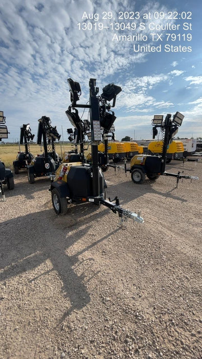 2022 Allmand NLV3GR (4) LED Light Fixture 350W, 23' Vertical Mast, 3kW Prime, Towable, ES Decals, T3