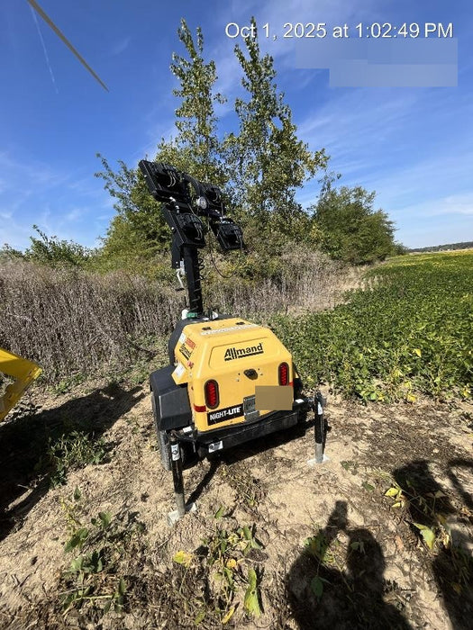 2022 Allmand NLV3GR (4) LED Light Fixture 350W, 23' Vertical Mast, 3kW Prime, Towable, Deep Sea L401, Leveling Jacks, Yanmar T4F 5.8hp