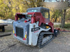 2019 Takeuchi TL10V2-CR Cab/Heat/AC, Rubber Tracks, Backup Alarm, Front & rear working Lights, Auxiliary Hydraulics, 2 Speed Travel, Engine Monitoring System, Hydraulic universal quick hitch w/76" HD dirt bucket with 8 teeth, 20.3 cubic feet capacity, 48" Pallet forks and frame