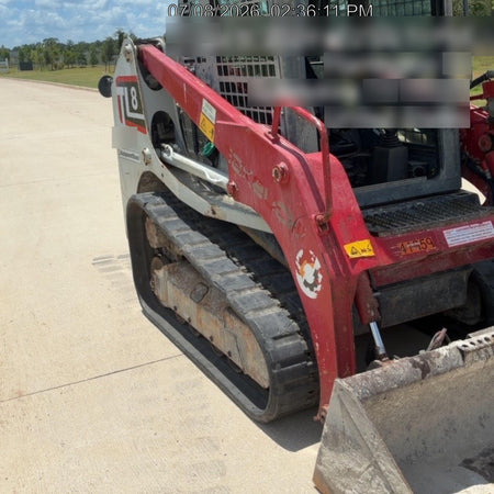 2019 Takeuchi TL8 Cab, Heat/AC, Defroster, 15" Wide Rubber Tracks, Back-up Alarm, Front & Rear Working Lights, Auxiliary Hydraulics, Two-Speed Travel, Electronic Monitoring System, Hydraulic Universal Quick Hitch 76" HD Dirt Bucket with 8 Teeth, 20.3 cubic feet Capacity