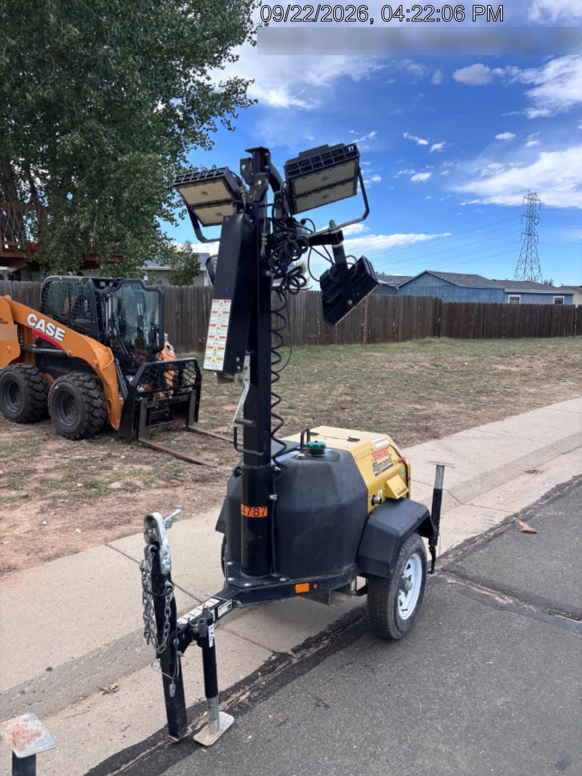 2022 Allmand NLV3GR (4) LED Light Fixture 350W, 23' Vertical Mast, 3kW Prime, Towable, ES Decals, T3