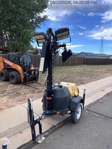 2022 Allmand NLV3GR (4) LED Light Fixture 350W, 23' Vertical Mast, 3kW Prime, Towable, ES Decals, T3