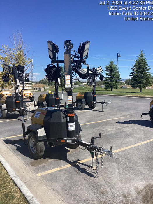 2022 Allmand NLV3GR (4) LED Light Fixture 350W, 23' Vertical Mast, 3kW Prime, Towable, Deep Sea L401, Leveling Jacks, Yanmar T4F 5.8hp