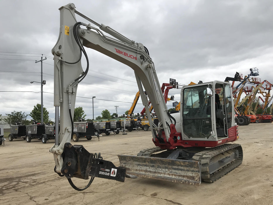 2019 Takeuchi TB290 Cab/Heat/AC Rubber tracks, Dozer blade, Travel alarm, Auxiliary hydraulics Manual QC, Hydraulic thumb, 18", 24", and 36" Buckets