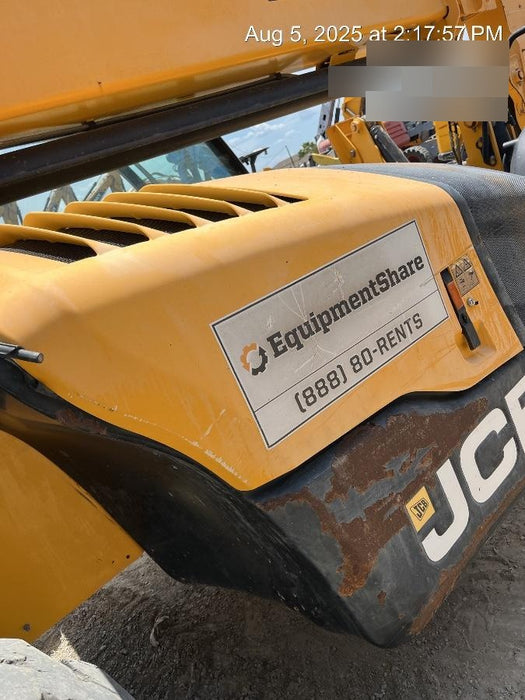 2019 JCB 510-56 Enclosed Cab, 74 HP, Solid Tires, Worklights, Beacon, Aux Hydraulics, Lifting Eye w/66" Carriage/60" Forks