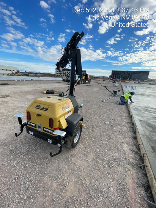 2022 Allmand NLV3GR (4) LED Light Fixture 350W, 23' Vertical Mast, 3kW Prime, Towable, ES Decals, T3