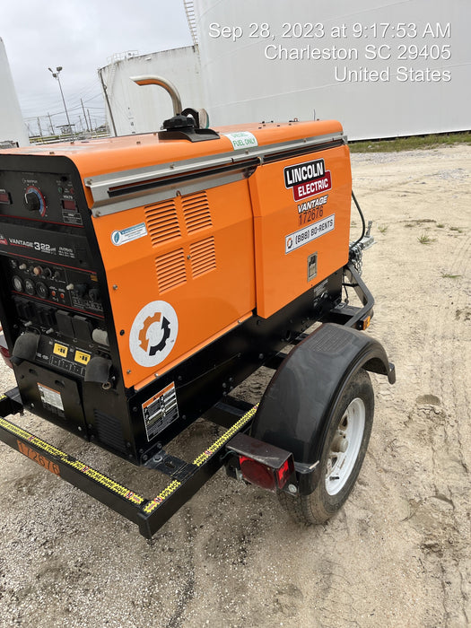 2021 Lincoln Electric Vantage 322 Vantage 322 Ready Pak 3 w/ Decals, ORANGE (includes trailer, cable rack, fender light kit) NO Telematics