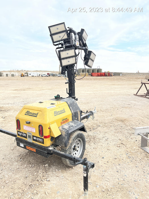 2022 Allmand NLV3GR (4) LED Light Fixture 350W, 23' Vertical Mast, 3kW Prime, Towable, ES Decals, T3