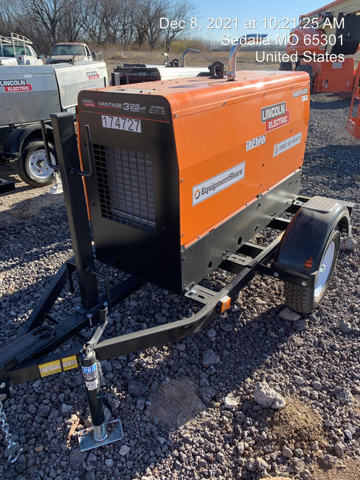 2021 Lincoln Electric Vantage 322 Vantage 322 Ready Pak 3 w/ Decals, ORANGE (includes trailer, cable rack, fender light kit) NO Telematics