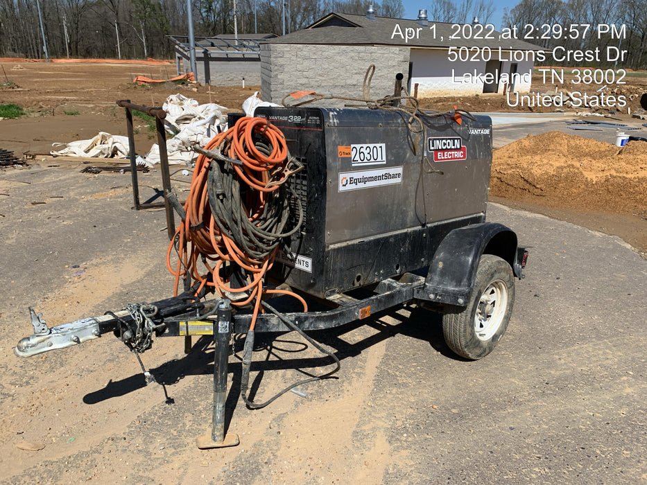 2019 Lincoln Electric Vantage 322 Lincoln Vantage 322 Welder w/Trailer, Light Kit, Cable Rack