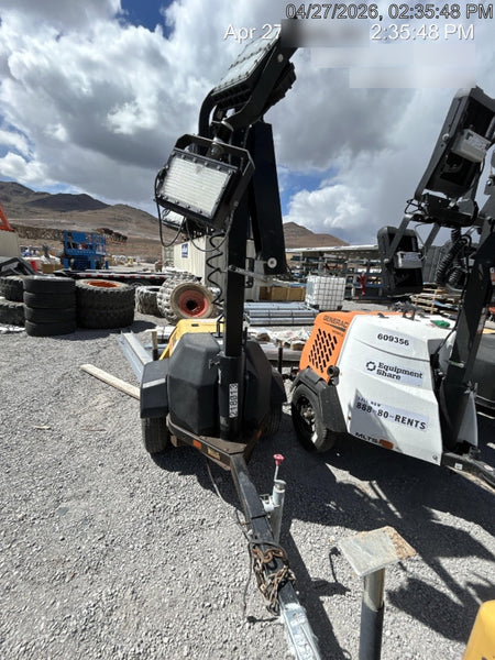 2022 Allmand NLV3GR (4) LED Light Fixture 350W, 23' Vertical Mast, 3kW Prime, Towable, Deep Sea L401, Leveling Jacks, Yanmar T4F 5.8hp