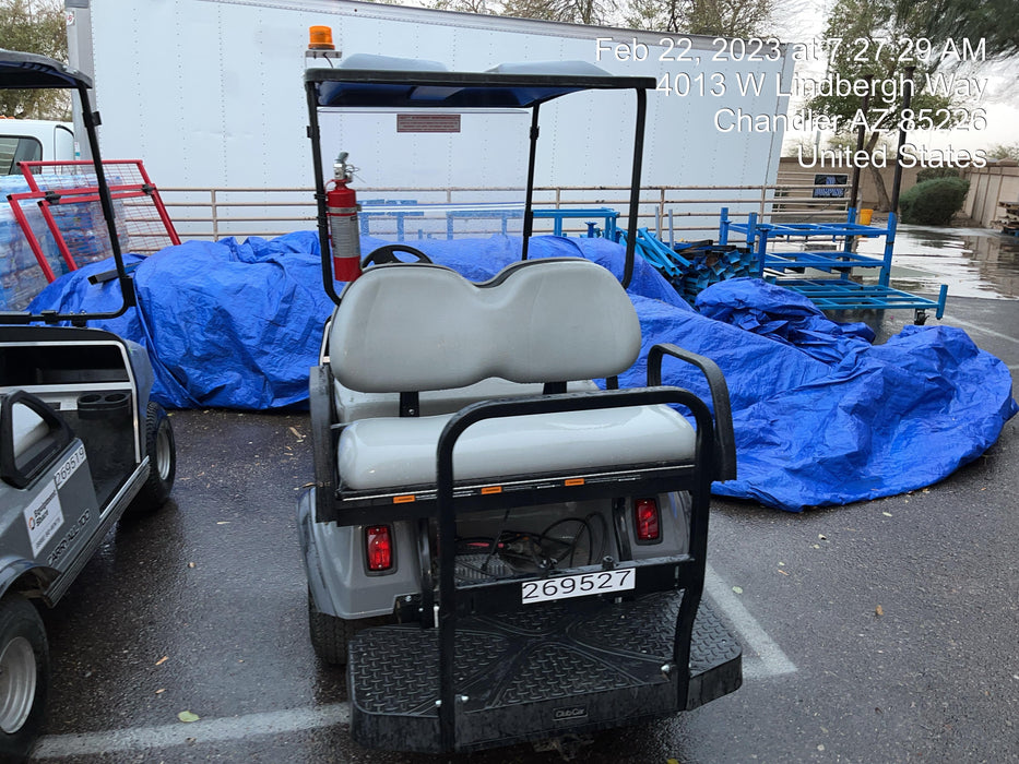 2022 Club Car CA100E Canopy, Fold down Windshield, Beacon, Back up Alarm, All-Trail Trials, HD 8 V Batteries, Trailer Hitch and Ball