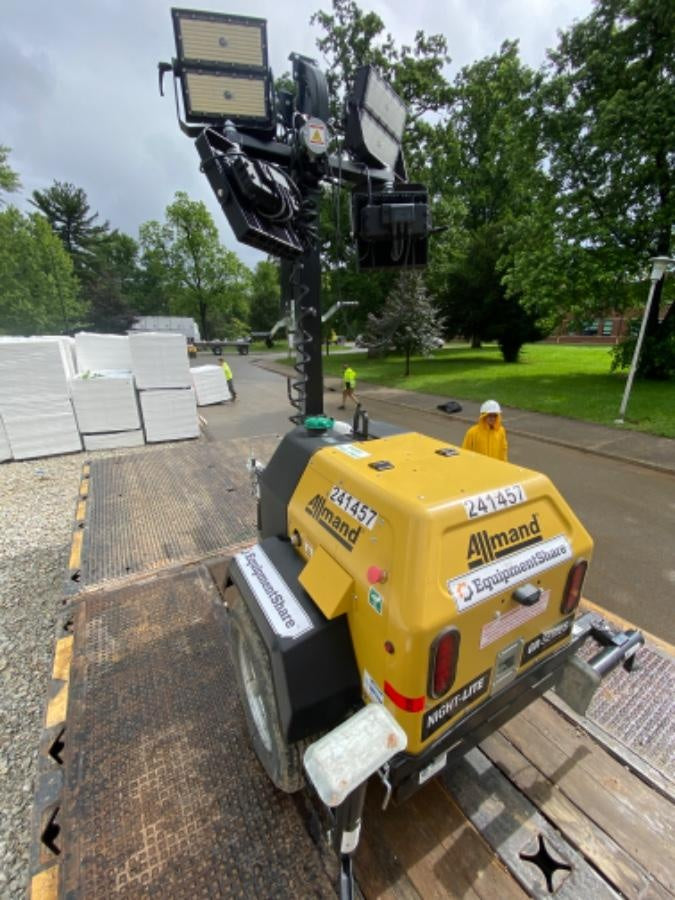 2022 Allmand NLV3GR (4) LED Light Fixture 350W, 23' Vertical Mast, 3kW Prime, Towable, Deep Sea L401, Leveling Jacks, Yanmar T4F 5.8hp