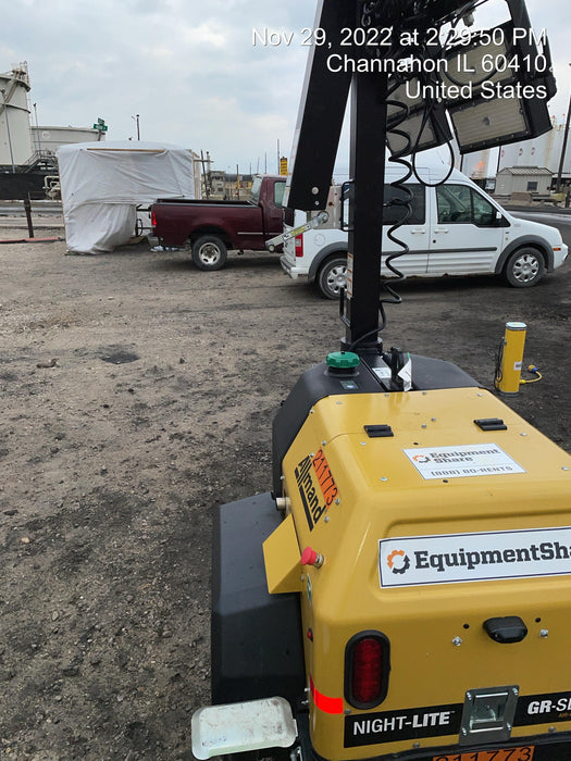 2022 Allmand NLV3GR (4) LED Light Fixture 350W, 23' Vertical Mast, 3kW Prime, Towable, Deep Sea L401, Leveling Jacks, Yanmar T4F 5.8hp