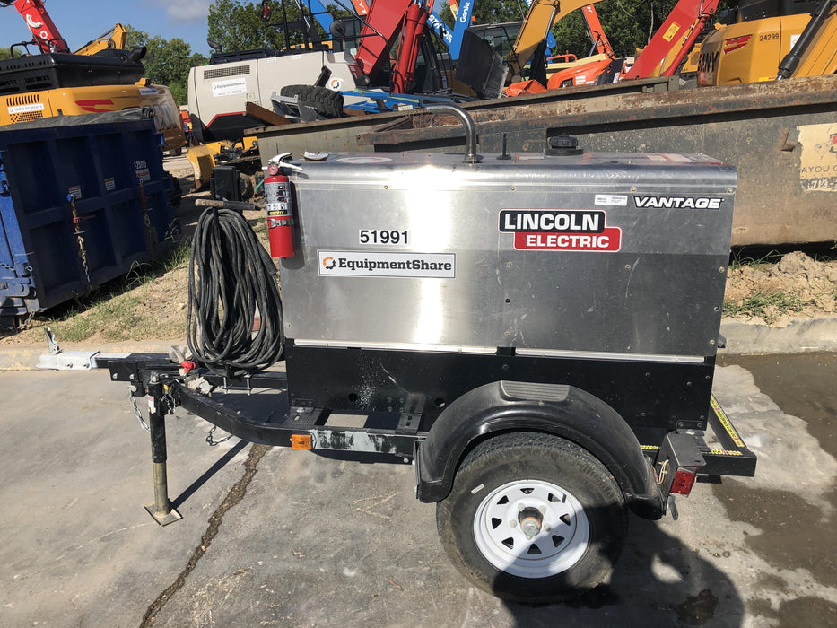 2019 Lincoln Electric Vantage 322 Welder Ready-Pak 3, Two wheel trailer, Fender and Light kit, Cable Rack