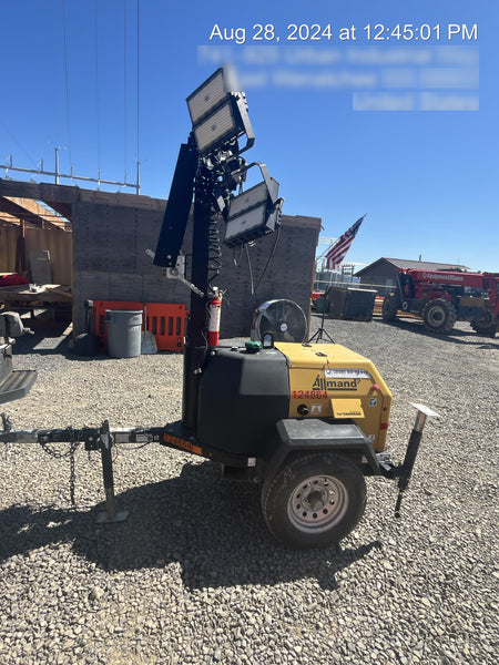2020 Allmand NLV3GR (4) LED Light Fixture 350W, 23' Vertical Mast, 3kW Prime, Towable, Deep Sea L401, Leveling Jacks, Yanmar T4F 5.8hp