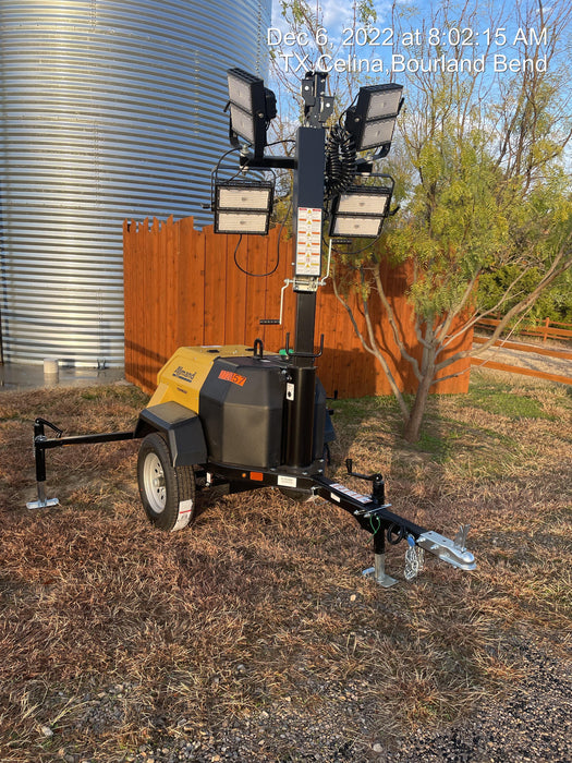 2022 Allmand NLV3GR (4) LED Light Fixture 350W, 23' Vertical Mast, 3kW Prime, Towable, ES Decals, T3