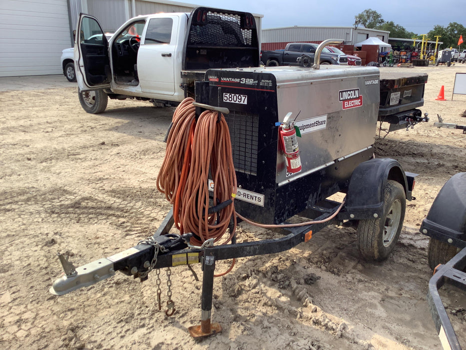 2019 Lincoln Electric Vantage 322 Welder Ready-Pak 3, Two wheel trailer, Fender and Light kit, Cable Rack