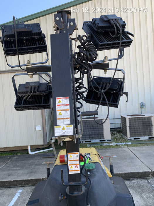 2022 Allmand NLV3GR (4) LED Light Fixture 350W, 23' Vertical Mast, 3kW Prime, Towable, Deep Sea L401, Leveling Jacks, Yanmar T4F 5.8hp