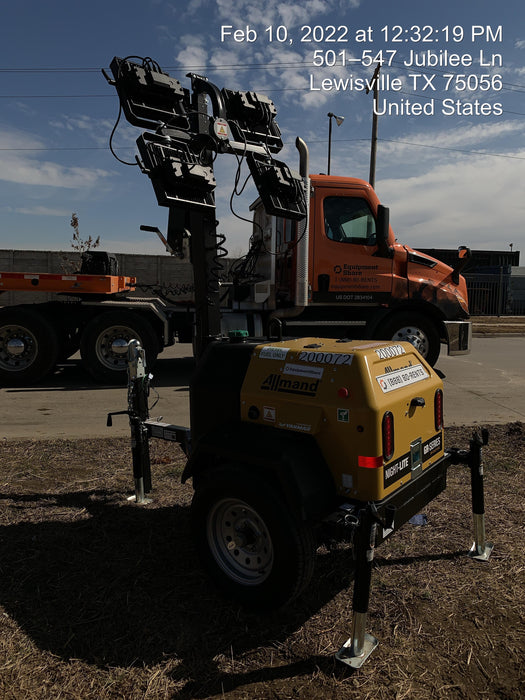 2022 Allmand NLV3GR (4) LED Light Fixture 350W, 23' Vertical Mast, 3kW Prime, Towable, Deep Sea L401, Leveling Jacks, Yanmar T4F 5.8hp