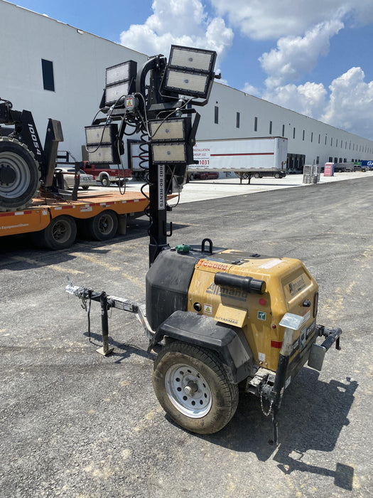 2021 Allmand NLV3GR (4) LED Light Fixture 350W, 23' Vertical Mast, 3kW Prime, Towable, Deep Sea L401, Leveling Jacks, Yanmar T4F 5.8hp