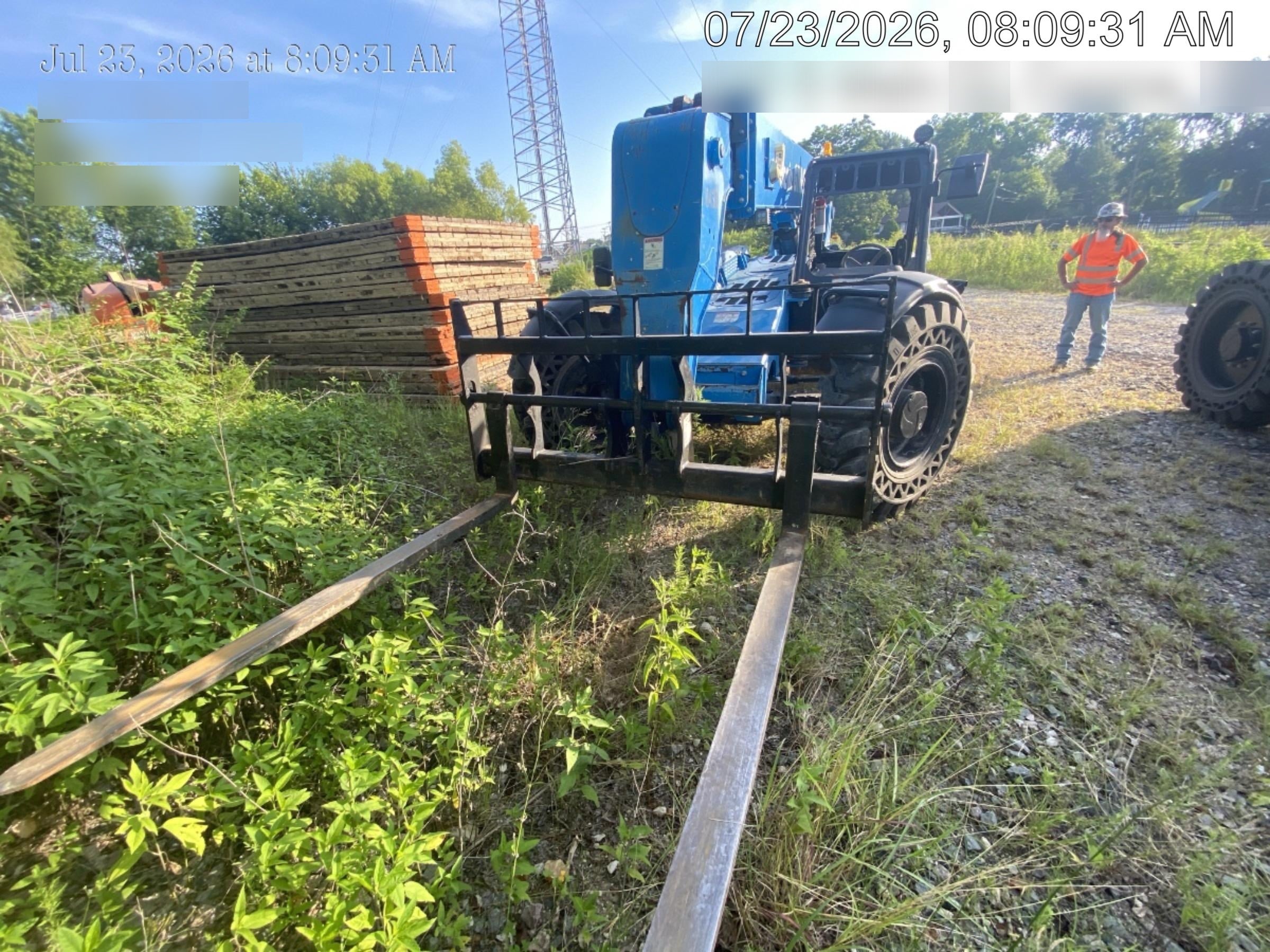 2018 Genie GTH-844 Genie GTH-844D w/Open ROPS, Solid Tires, Work Light/Beacon, 60" Carriage and Forks