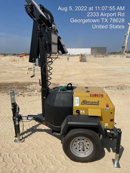 2022 Allmand NLV3GR (4) LED Light Fixture 350W, 23' Vertical Mast, 3kW Prime, Towable, Deep Sea L401, Leveling Jacks, Yanmar T4F 5.8hp