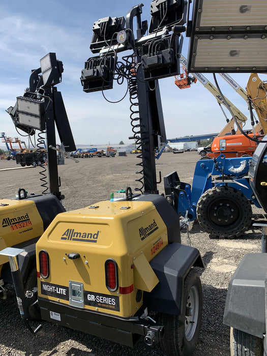 2020 Allmand NLV3GR (4) LED Light Fixture 350W, 23' Vertical Mast, 3kW Prime, Towable, Deep Sea L401, Leveling Jacks, Yanmar T4F 5.8hp