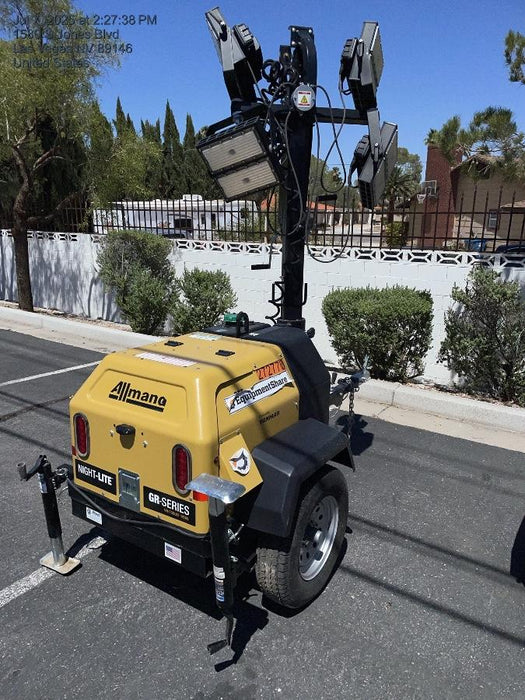 2022 Allmand NLV3GR (4) LED Light Fixture 350W, 23' Vertical Mast, 3kW Prime, Towable, ES Decals, T3