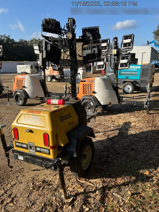 2022 Allmand NLV3GR (4) LED Light Fixture 350W, 23' Vertical Mast, 3kW Prime, Towable