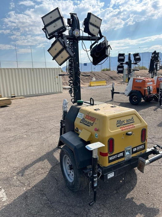 2022 Allmand NLV3GR (4) LED Light Fixture 350W, 23' Vertical Mast, 3kW Prime, Towable, Deep Sea L401, Leveling Jacks, Yanmar T4F 5.8hp