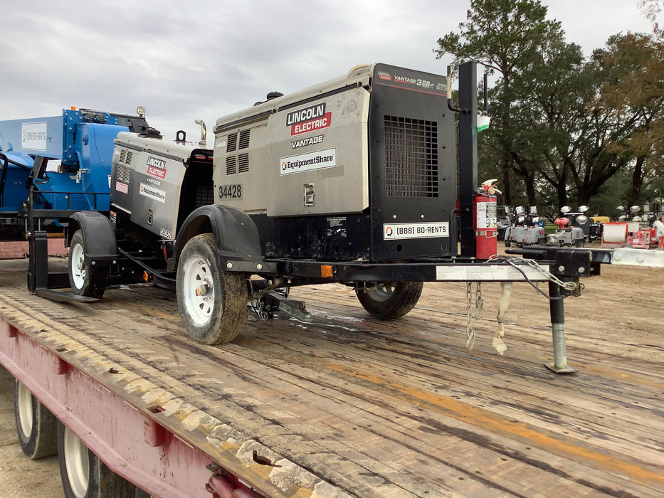 2019 Lincoln Electric Vantage 322 Welder Ready-Pak 3, Two wheel trailer, Fender and Light kit, Cable Rack