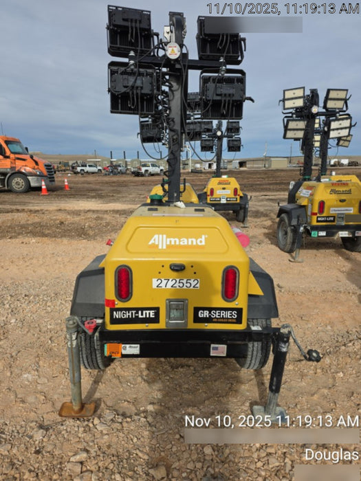 2022 Allmand NLV3GR (4) LED Light Fixture 350W, 23' Vertical Mast, 3kW Prime, Towable, ES Decals, T3 no