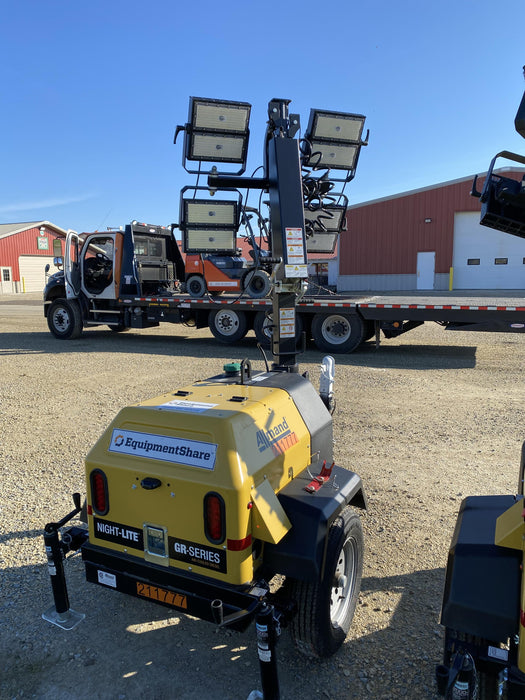 2022 Allmand NLV3GR (4) LED Light Fixture 350W, 23' Vertical Mast, 3kW Prime, Towable, Deep Sea L401, Leveling Jacks, Yanmar T4F 5.8hp