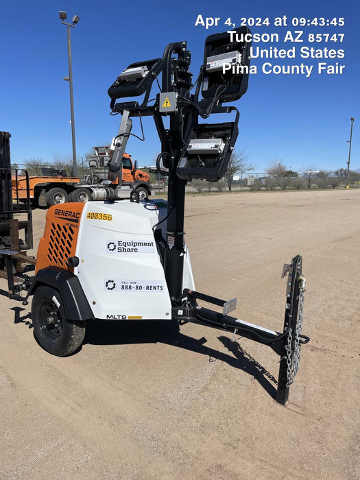 2024 Generac MLT2 Diesel, Flex Switch 120V Input, Powerzone Controller, 
(4) 320W LED Lights, 4kW Generator, 39.9 Gal Fuel Tank, 2" Ball, T3