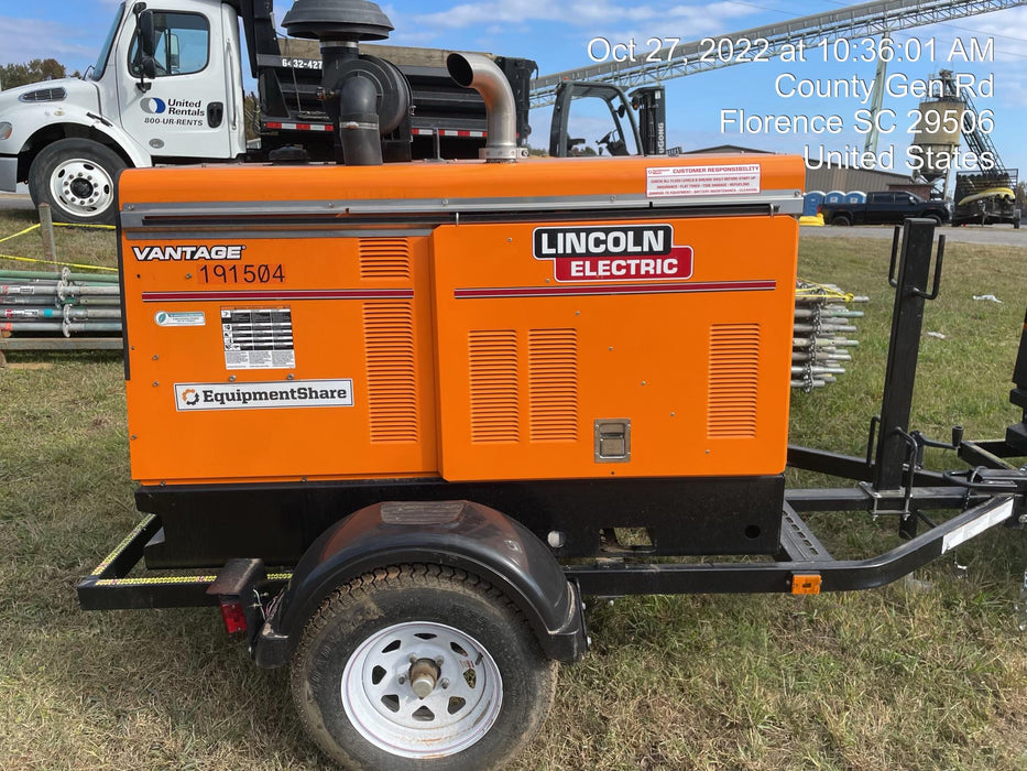2021 Lincoln Electric Vantage 549X Ready Pak 3, ORANGE (includes trailer, cable rack, fender light kit)