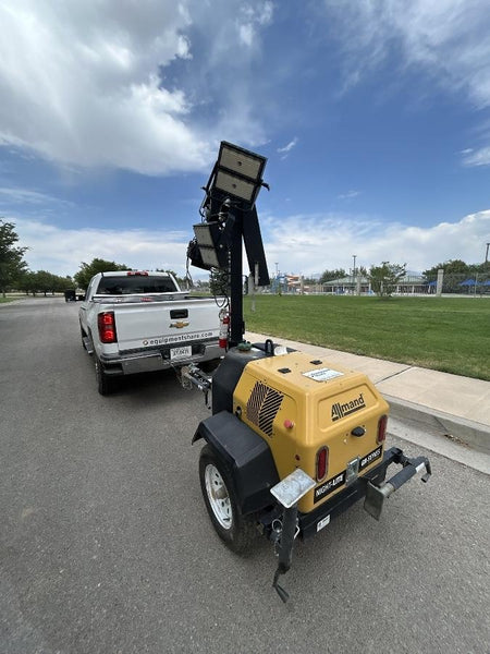2021 Allmand NLV3GR (4) LED Light Fixture 350W, 23' Vertical Mast, 3kW Prime, Towable, Deep Sea L401, Leveling Jacks, Yanmar T4F 5.8hp
