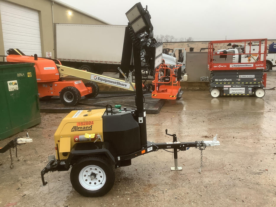 2021 Allmand NLV3GR (4) LED Light Fixture 350W, 23' Vertical Mast, 3kW Prime, Towable, Deep Sea L401, Leveling Jacks, Yanmar T4F 5.8hp