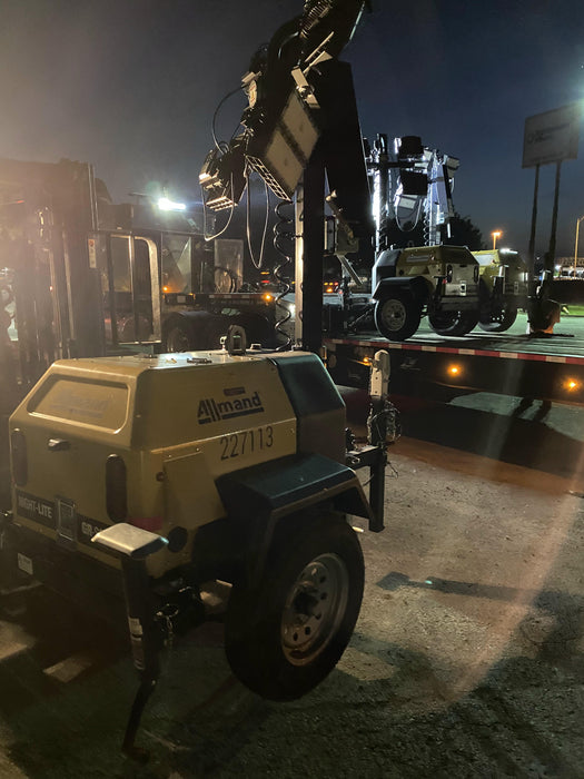 2022 Allmand NLV3GR (4) LED Light Fixture 350W, 23' Vertical Mast, 3kW Prime, Towable, Deep Sea L401, Leveling Jacks, Yanmar T4F 5.8hp