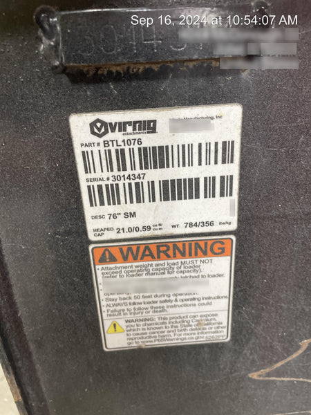 2023 VIRNIG 76" Smooth Bucket - Virnig