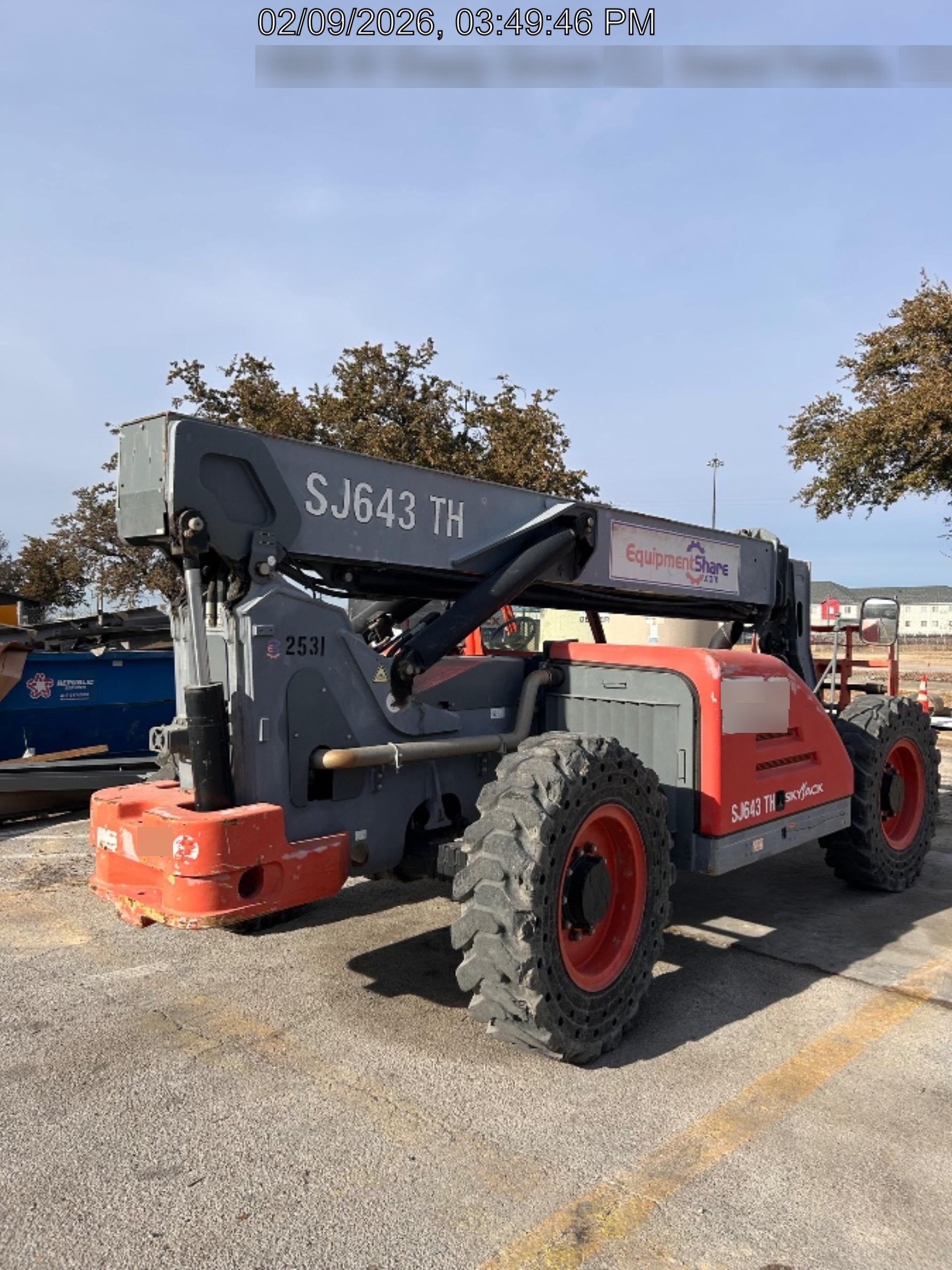 2016 Skyjack SJ643 TH 60" Carriage, Solid Tires