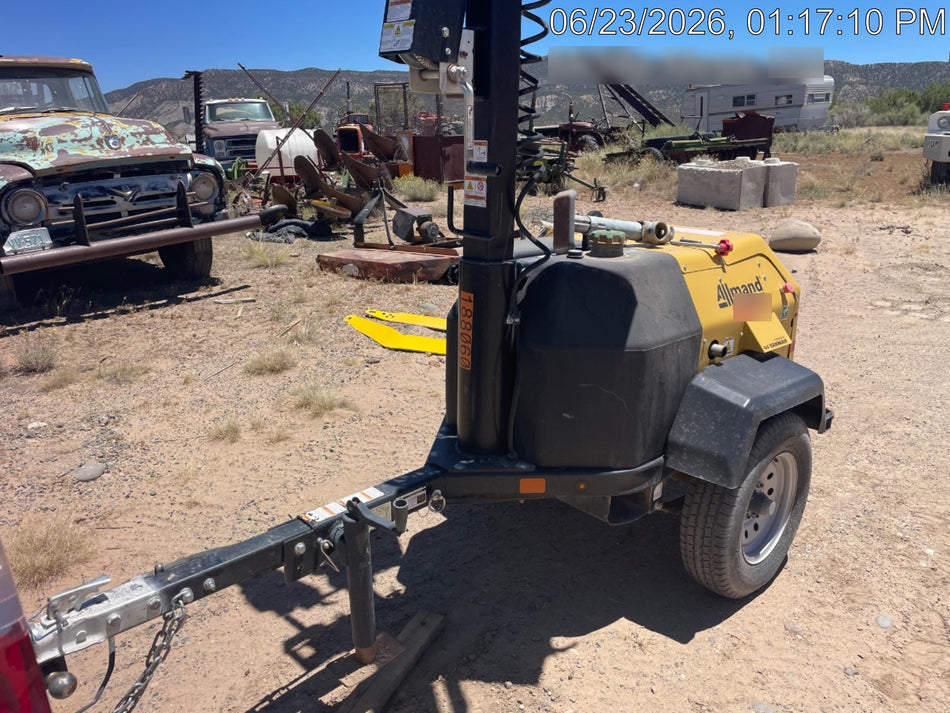 Allmand NLV3GR (4) LED Light Fixture 350W, 23' Vertical Mast, 3kW Prime, Towable, Deep Sea L401, Leveling Jacks, Yanmar T4F 5.8hp