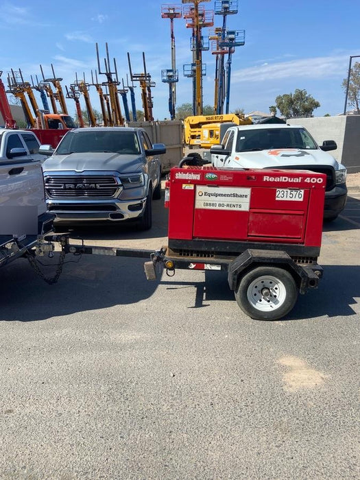 2022 Shindaiwa DGW400MDL Kubota D902 Engine, 23 HP, Dual Op Welder, Wire, Arc, Droop Stick, Tig, and CC Stick Functionality, Simulphase, 3 Phase and 1 Phase Gen Output, Single Axle NB Trlr, Slr Trckl Chrg 12V 12W, Fire Ext