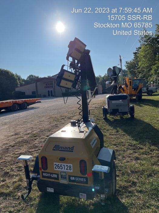 2022 Allmand NLV3GR (4) LED Light Fixture 350W, 23' Vertical Mast, 3kW Prime, Towable, ES Decals, T3