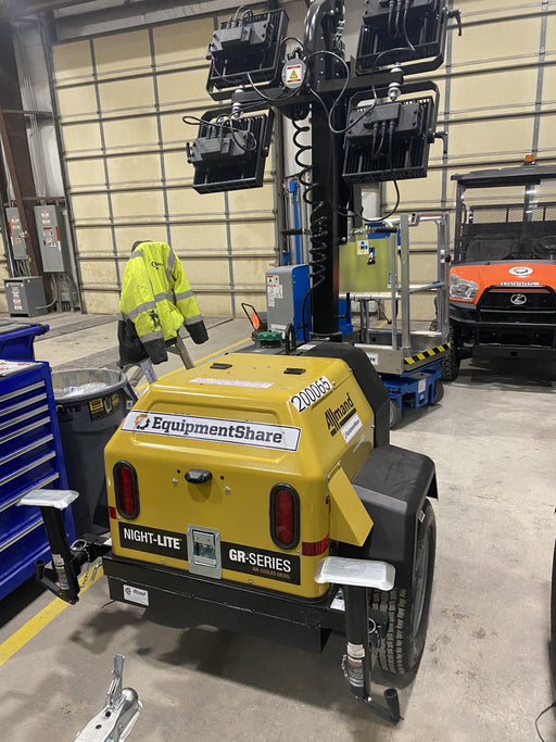 2022 Allmand NLV3GR (4) LED Light Fixture 350W, 23' Vertical Mast, 3kW Prime, Towable, Deep Sea L401, Leveling Jacks, Yanmar T4F 5.8hp